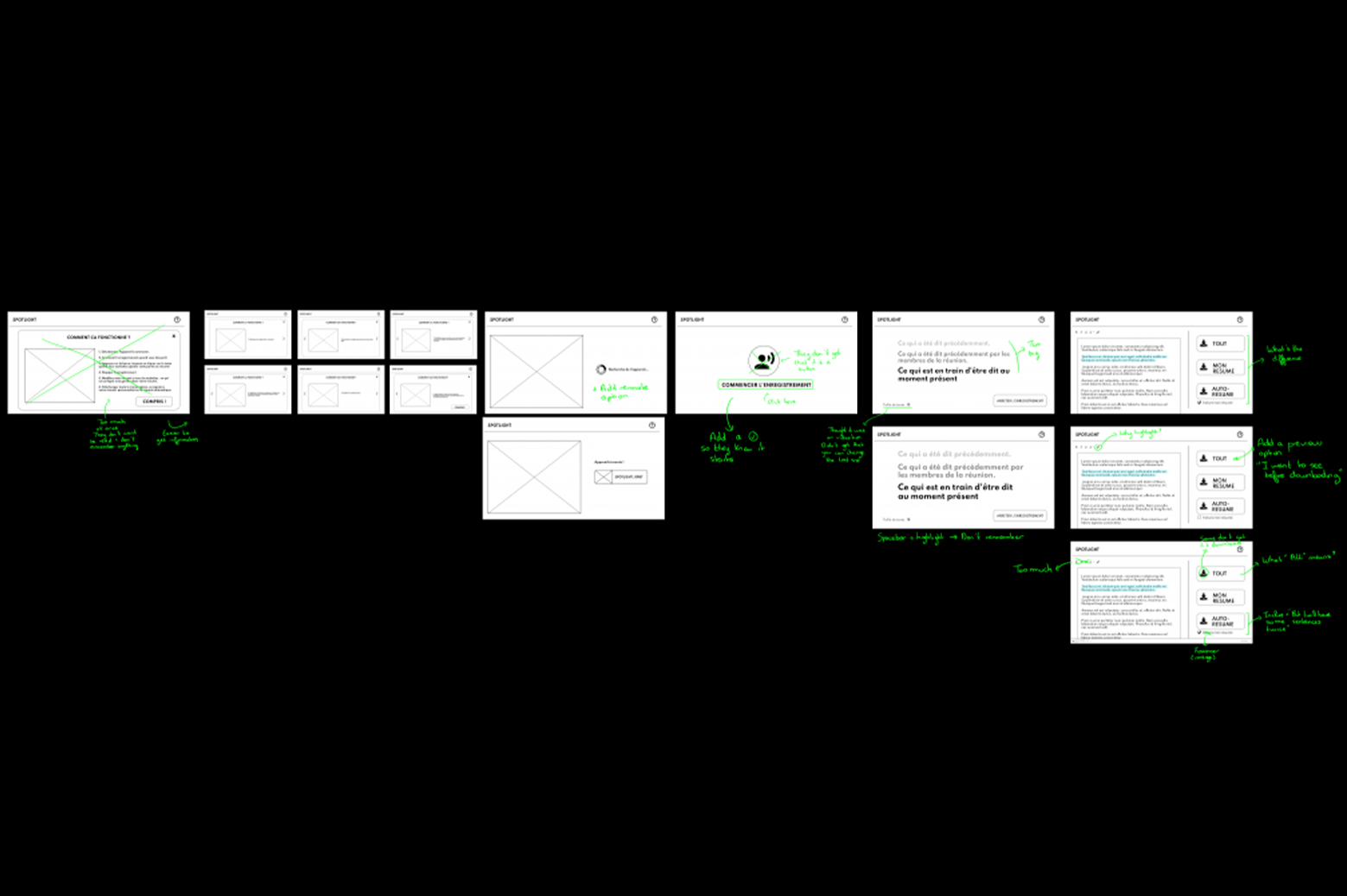 Wireframes after user feedback